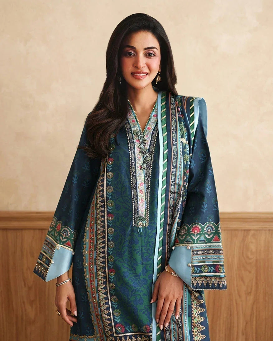 Hemline by Mushq Nirvana 26 Embroidered 3-Piece Unstitched Suit (Scene Stealer)
