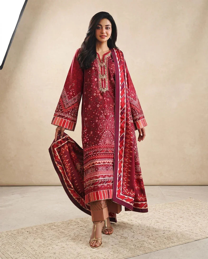 Hemline by Mushq Nirvana 26 Embroidered 3-Piece Unstitched Suit (Soft Spotlight)