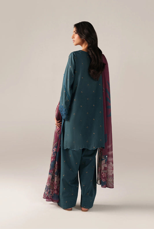IZNIK Luxury Lawn Collection – SS-04 | Teal Blue 3-Piece Set