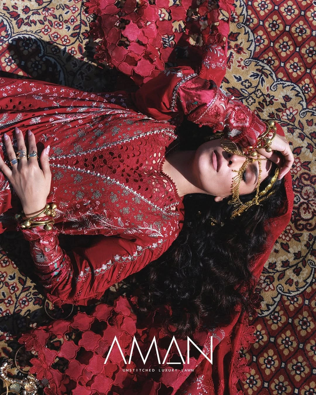 Nureh Aman – NE-04 | Luxury Chikankari & Laser-Cut Lawn 3-Piece Suit