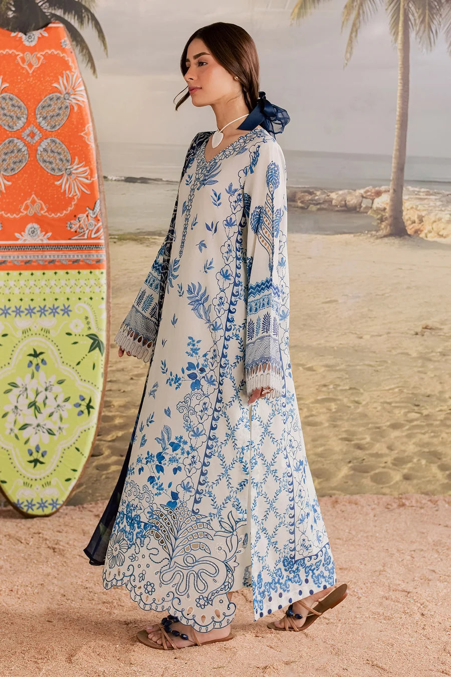 Nureh Embroidered & Printed Lawn paired Stitched 3 Piece Suit (NP-805)