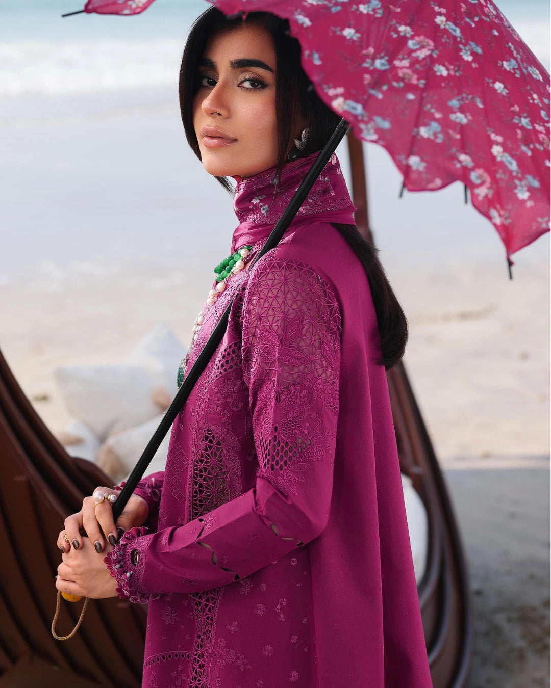 Qalamkar 3-Piece Chikankari Embroidered Luxury Lawn Suit (Unstitched) SA #01