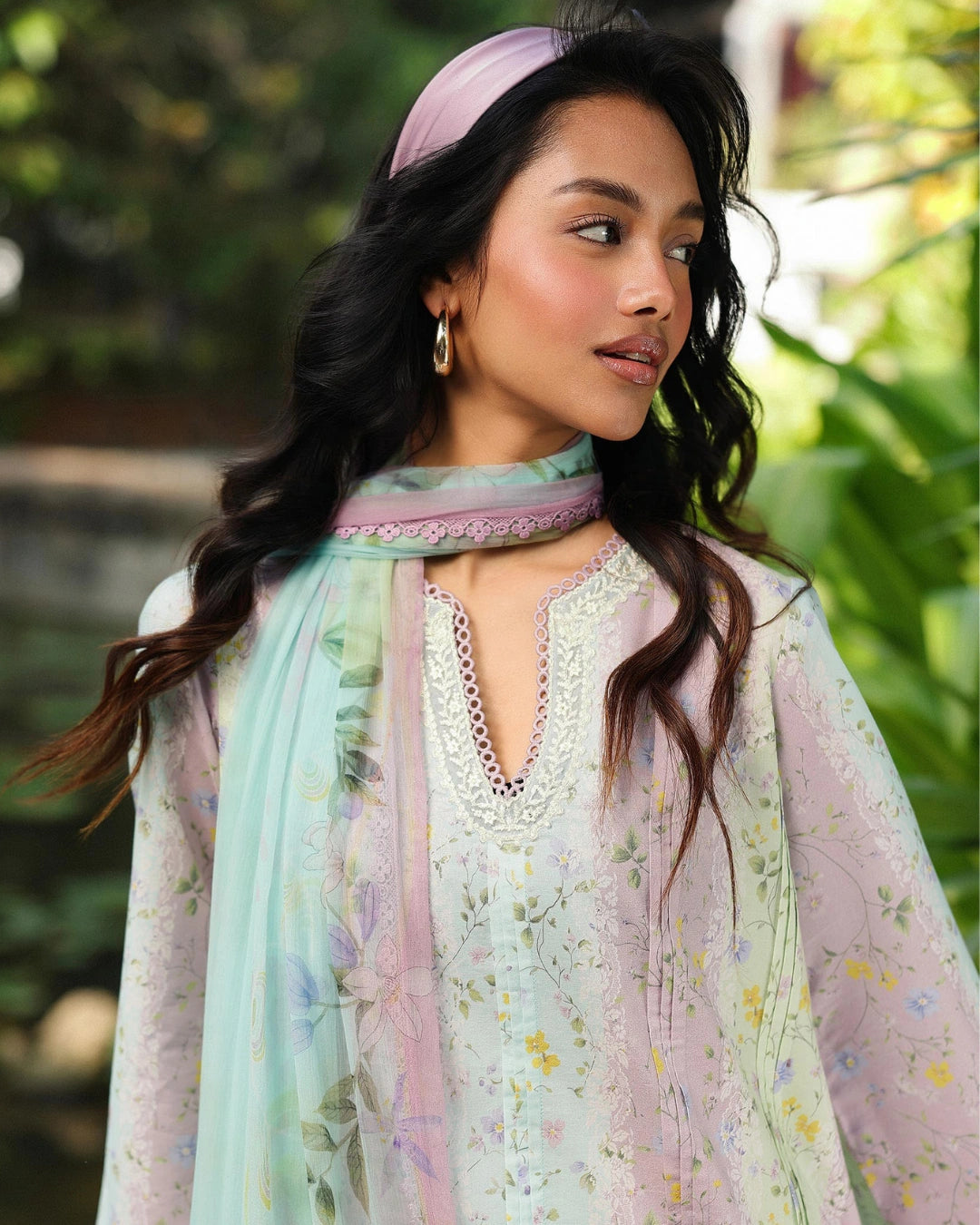 Qalamkar Qprints | Digital Printed Lawn Chikankari Embroidered Unstitched Suit |XENIA