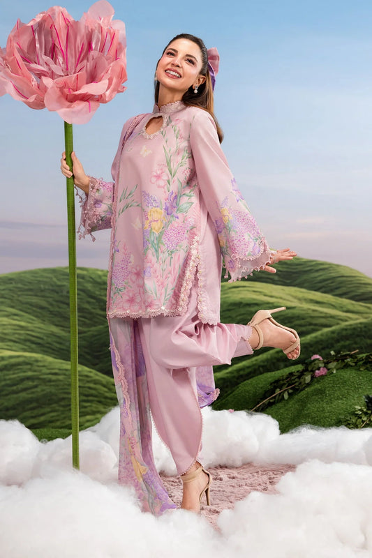 MariaB MBasics-Embroidered Lawn 3 Piece Unstitched Suit with Chiffon Dupatta (D10B)