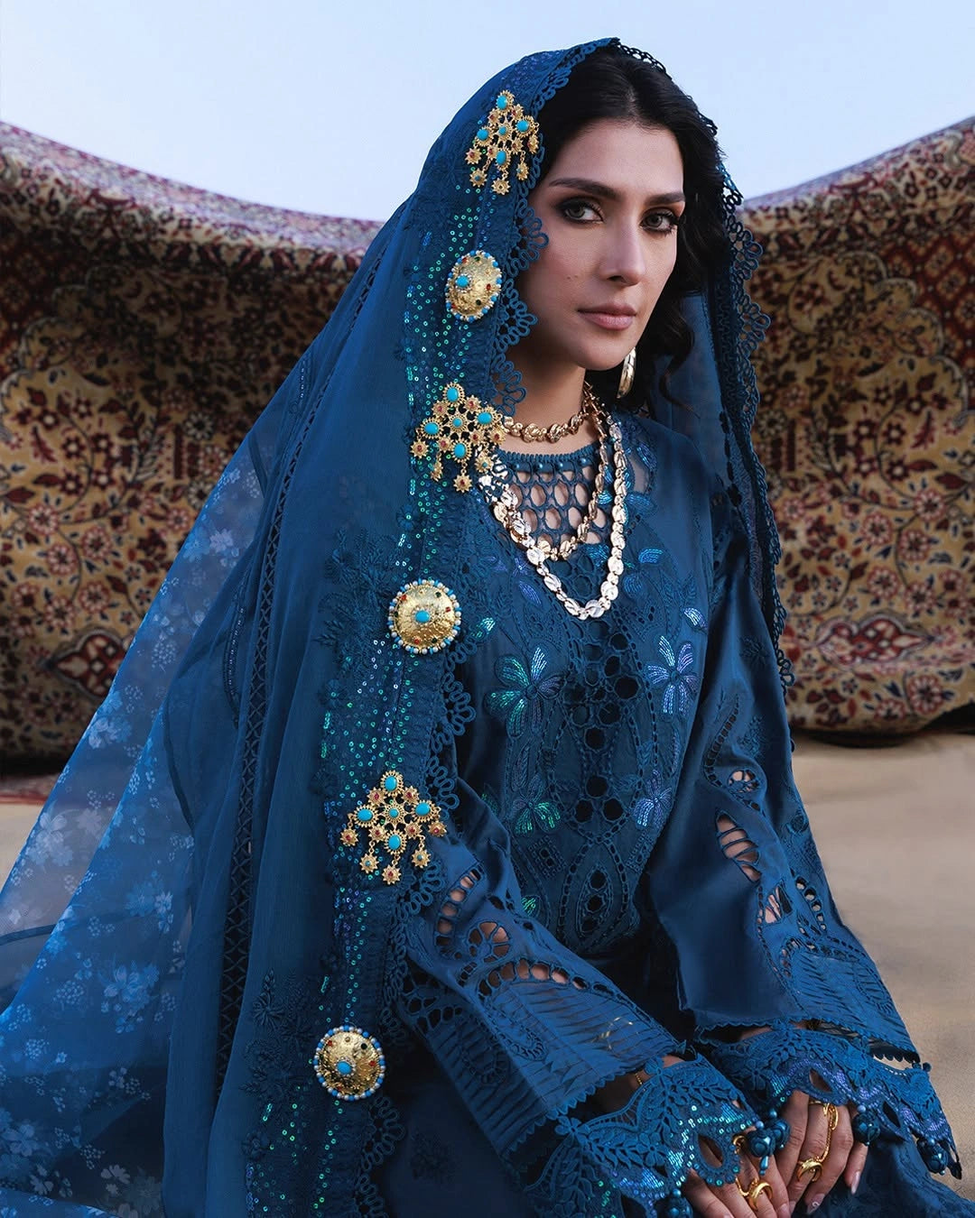 Nureh Aman – NE-05 | Luxury Embroidered Laser-Cut Lawn 3-Piece Sui