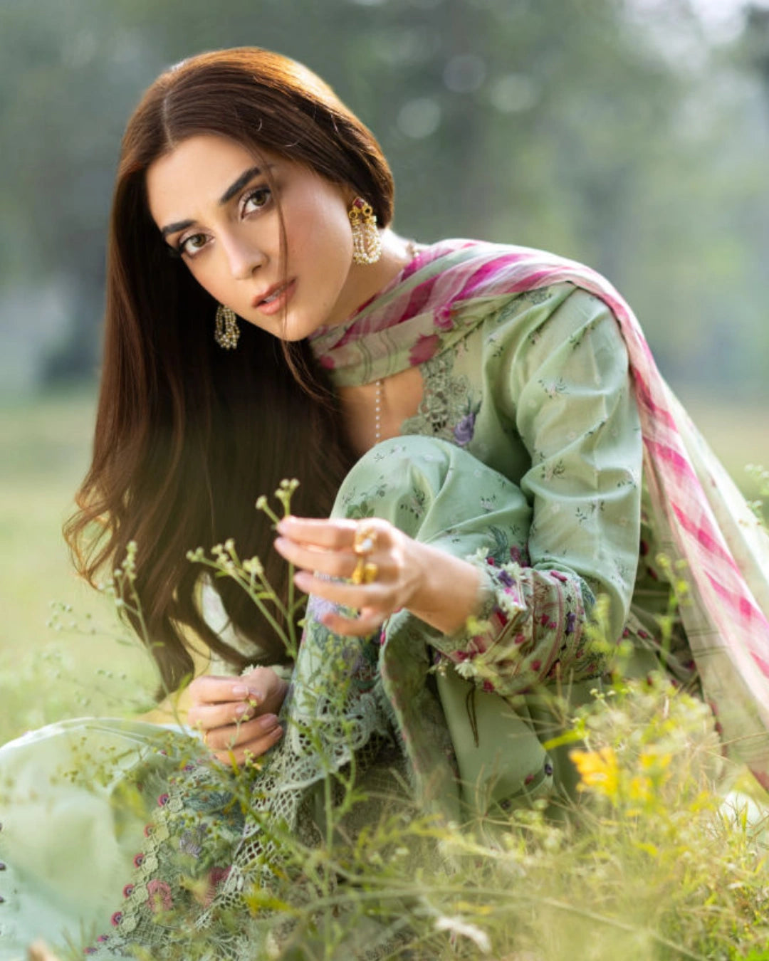 ELAF PREMIUM - Chikankari - Prints Collection with Chiffon (unstitched)