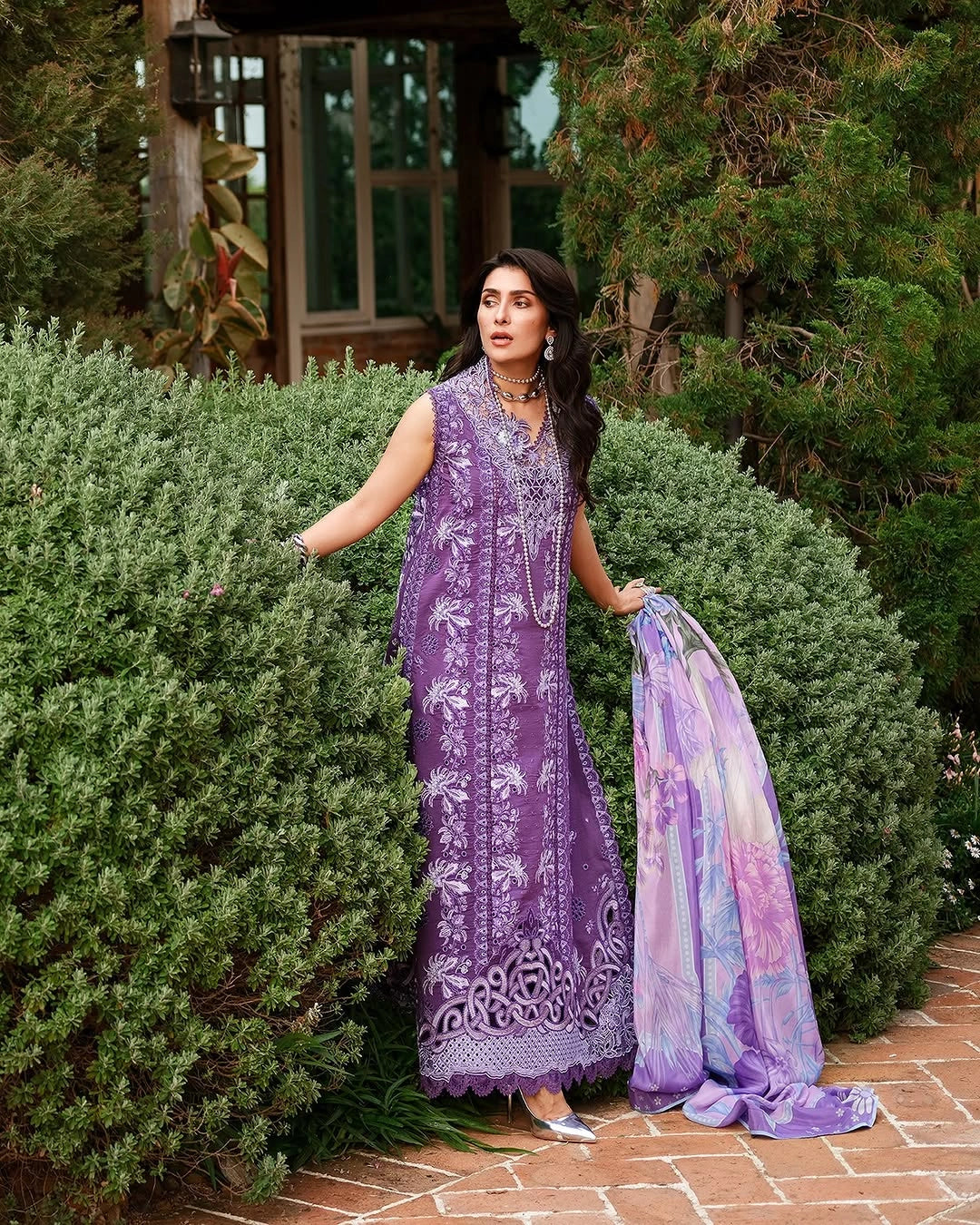 Mushq A Moi Luxury Lawn ’26 | Embroidered 3-Piece Unstitched Suit (Moonlit Dreams)