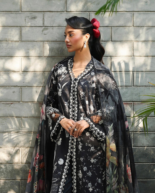 Qalamkar Qprints | Digital Printed Lawn Chikankari Embroidered Suit | EAVAN