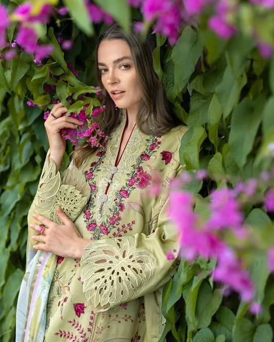 Wildflower Waltz – Embroidered Lawn with Silk Dupatta