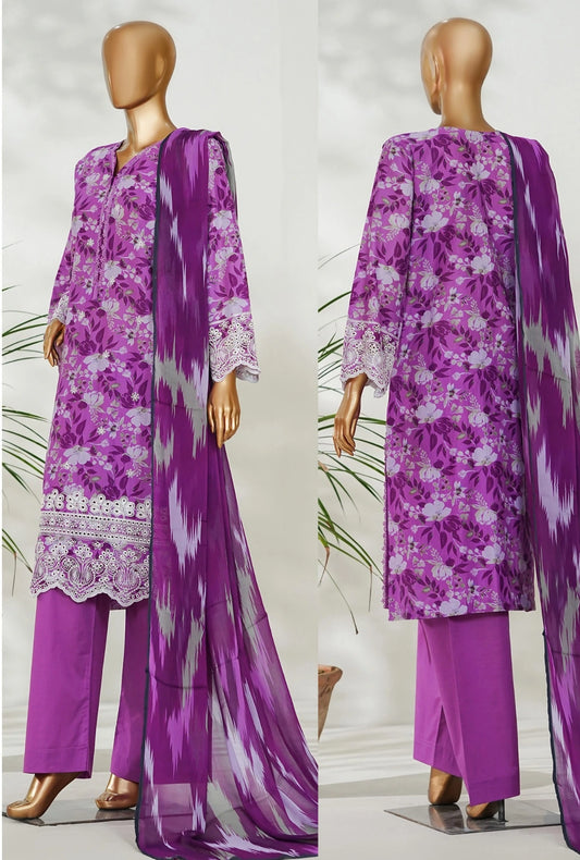 Amna Khadija Ismet Chikankari Embroidered Bana Dora Lawn Stitched 3-Piece Suit – AKC-04 | Purple | Summer Collection