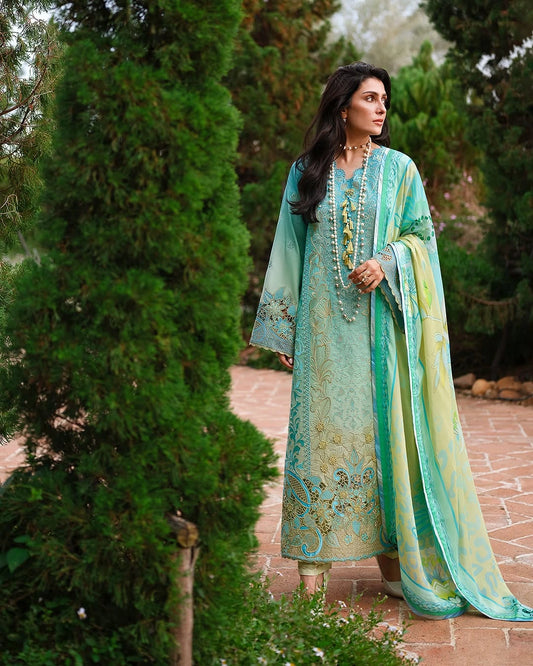 Mushq A Moi Luxury Lawn ’26 | Embroidered 3-Piece Unstitched Suit (Whispering Winds)