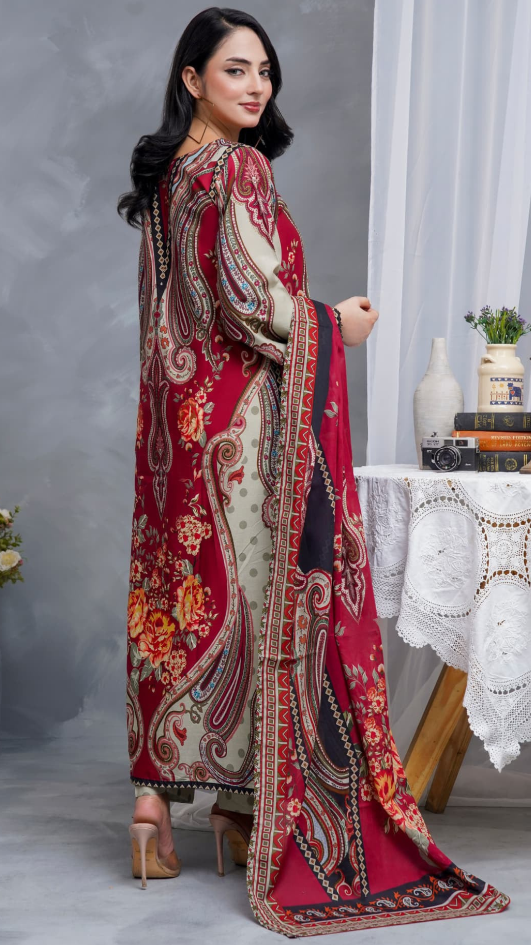 Hayat Summer Printed Kaftan Stitched 3 Piece Suit (02)