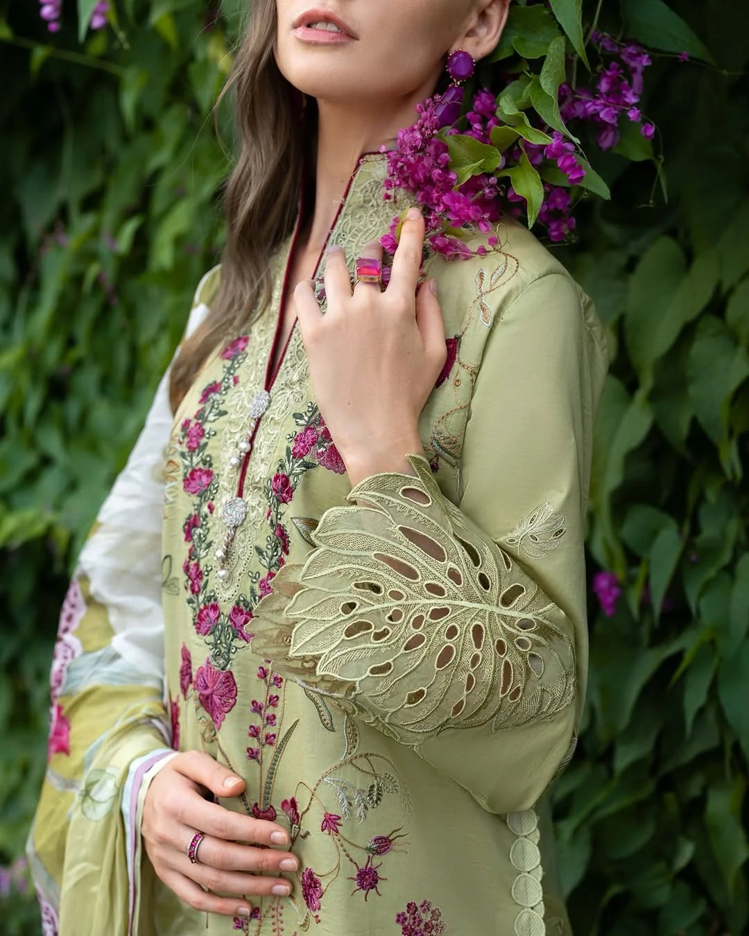 Wildflower Waltz – Embroidered Lawn with Silk Dupatta