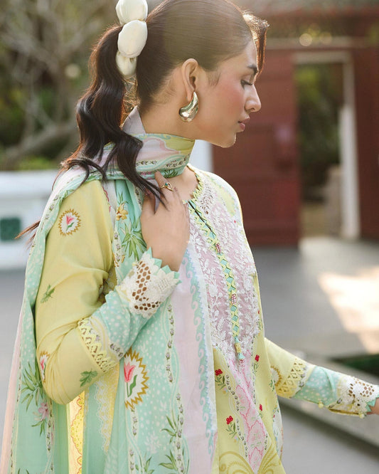 Qalamkar Qprints | Digital Printed Lawn Chikankari Embroidered Unstitched Suit | JOVIE