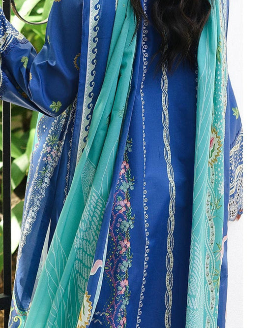 Qalamkar Qprints | Digital Printed Lawn Chikankari Embroidered Suit | VIONA