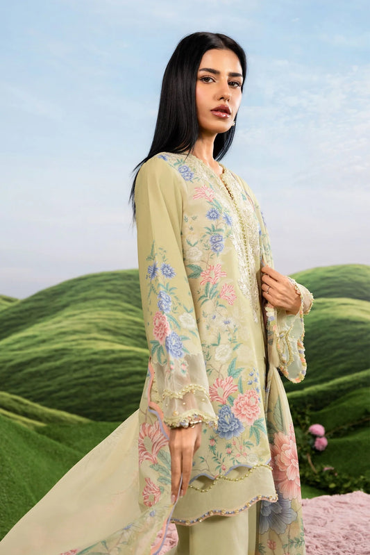 MariaB MBasics-Embroidered Lawn 3 Piece Unstitched Suit with Chiffon Dupatta (D11A)