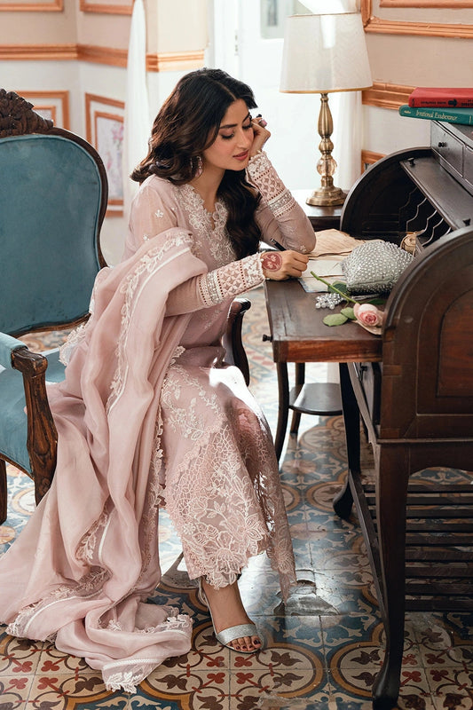 AZURE - EID ENSEMBLES unstitch chiffon 3 pc suite (Rosebud)