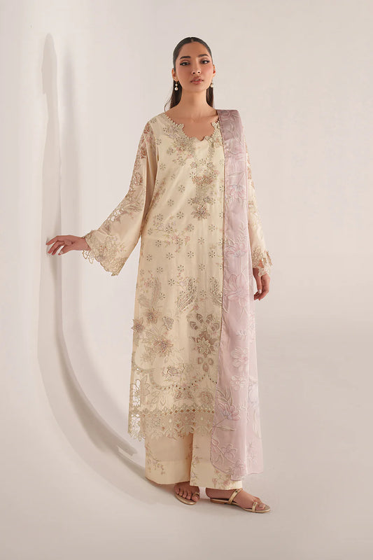 Iznik spring summerOff-White Embroidered Lawn 3 Piece stitched Suit (SS-06)