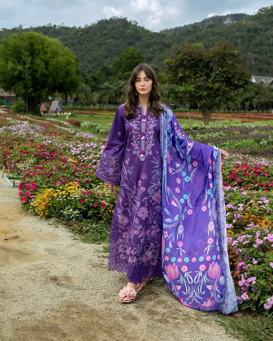 Lily Veil – Embroidered Lawn with Silk Dupatta