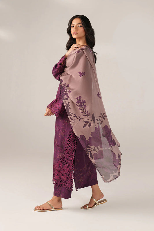 Iznik spring summer Purple Plum Embroidered Lawn 3 Piece stitched Suit (SS-08)
