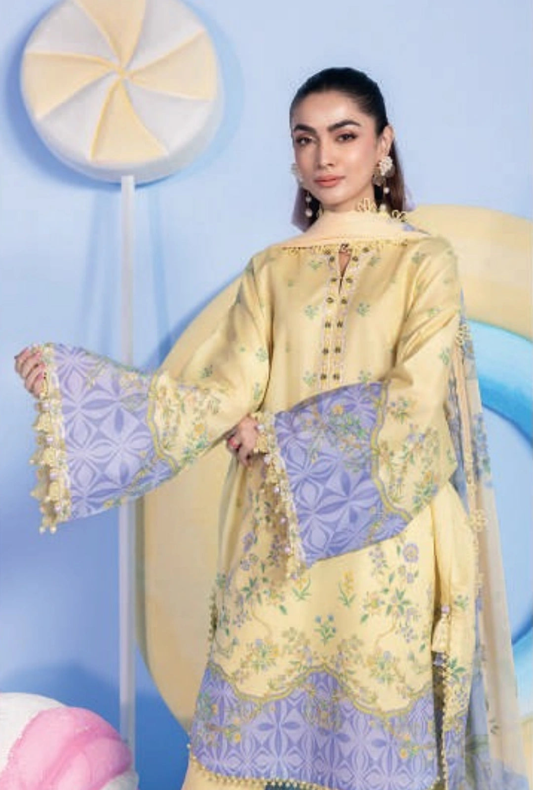 MariaB MBasics Printed & Embroidered Lawn Unstitched 3 Piece Suit (unstitched)