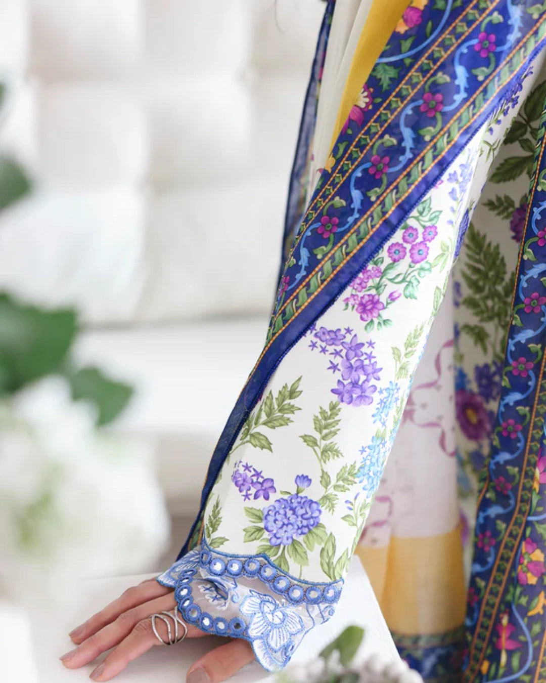 NISSA Floral Symphony – Embroidered & Printed Lawn Suit by Rajbari (Unstitched) 02