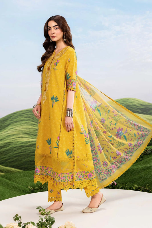 MariaB MBasics-Embroidered Lawn 3 Piece Unstitched Suit with Chiffon Dupatta (D3A)