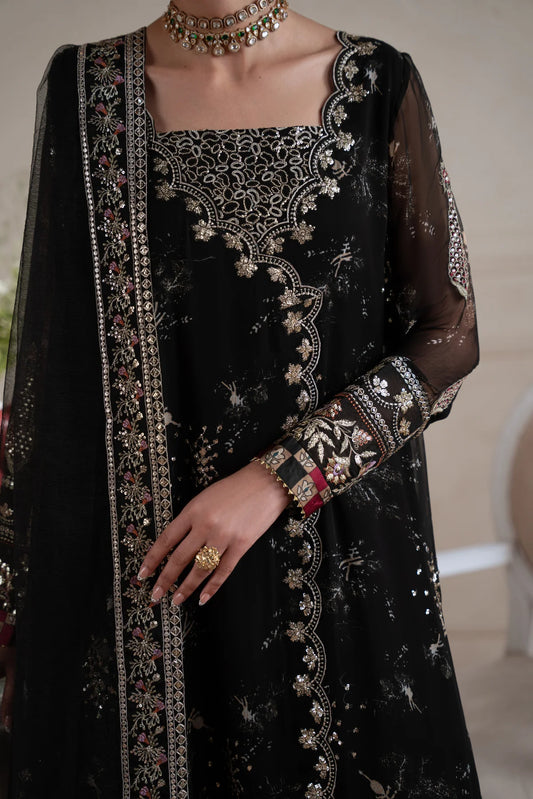 Amaya by Nureh Luxury embroidered chiffon 6 Piece Unstitched Suit (AM-42)