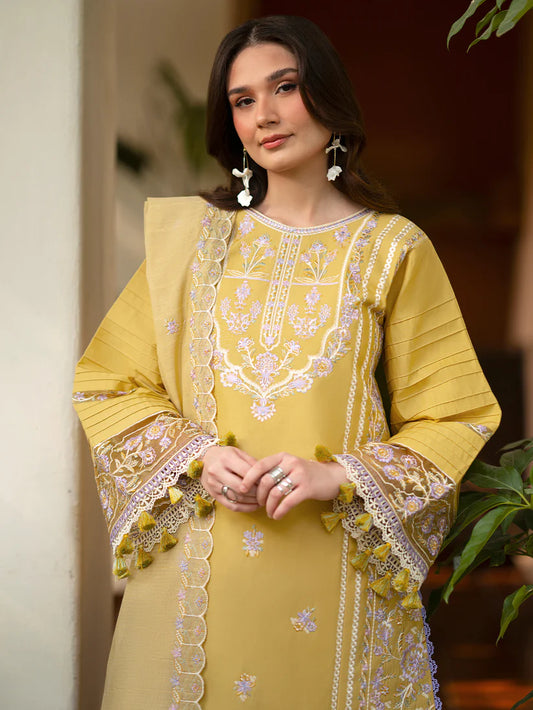 Inlays Mahnur By Angan – Embroidered Lawn 3 Piece Unstitched Suit (AN-003)