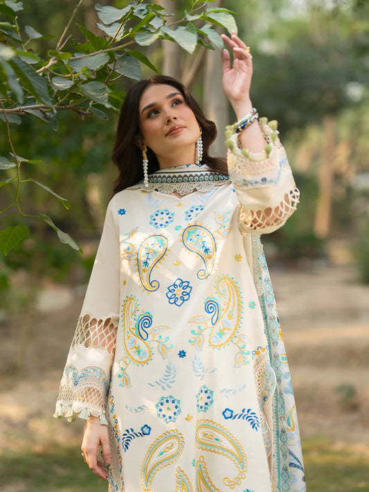 Inlays Mahnur By Angan – Embroidered Lawn 3 Piece Unstitched Suit (AN-005)