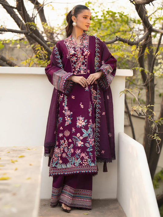 Inlays Mahnur By Angan – Embroidered Lawn 3 Piece Unstitched Suit (AN-008)