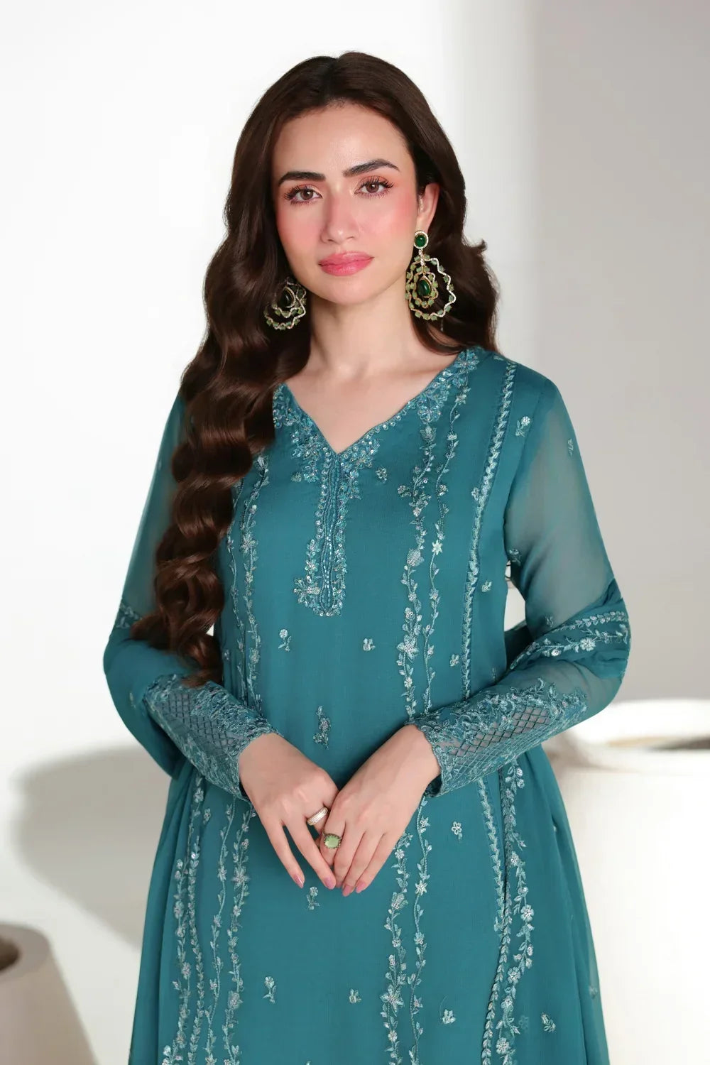Azure Ensembles Festive Collection 2026 – 3 Piece Unstitched Embroidered Suit (Teal Affair)