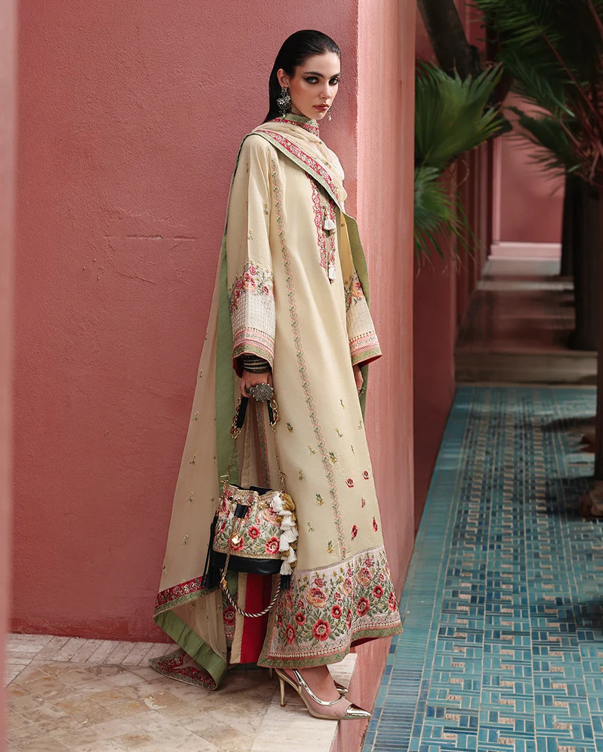 Mushq Nuvera 26 Embroidered 3-Piece Unstitched Suit (Cardinal Gem)