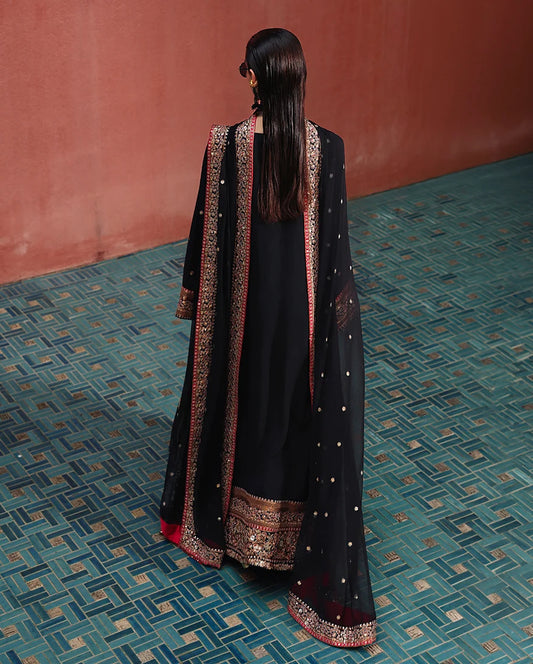 Mushq Nuvera 26 Embroidered 3-Piece Unstitched Suit (Carmine Jewel)