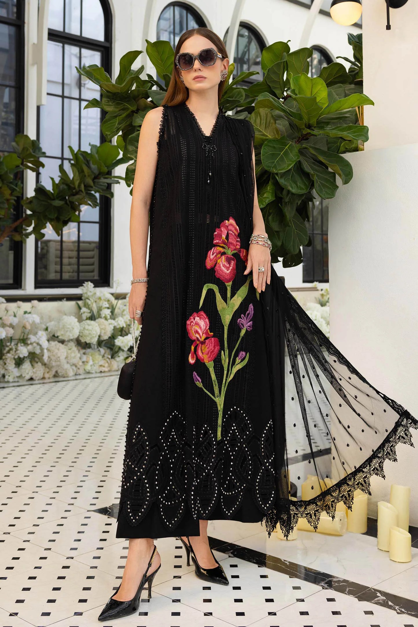 Maria.B 3 Piece Unstitched Embroidered Jacquard Lawn Suit (D-10)