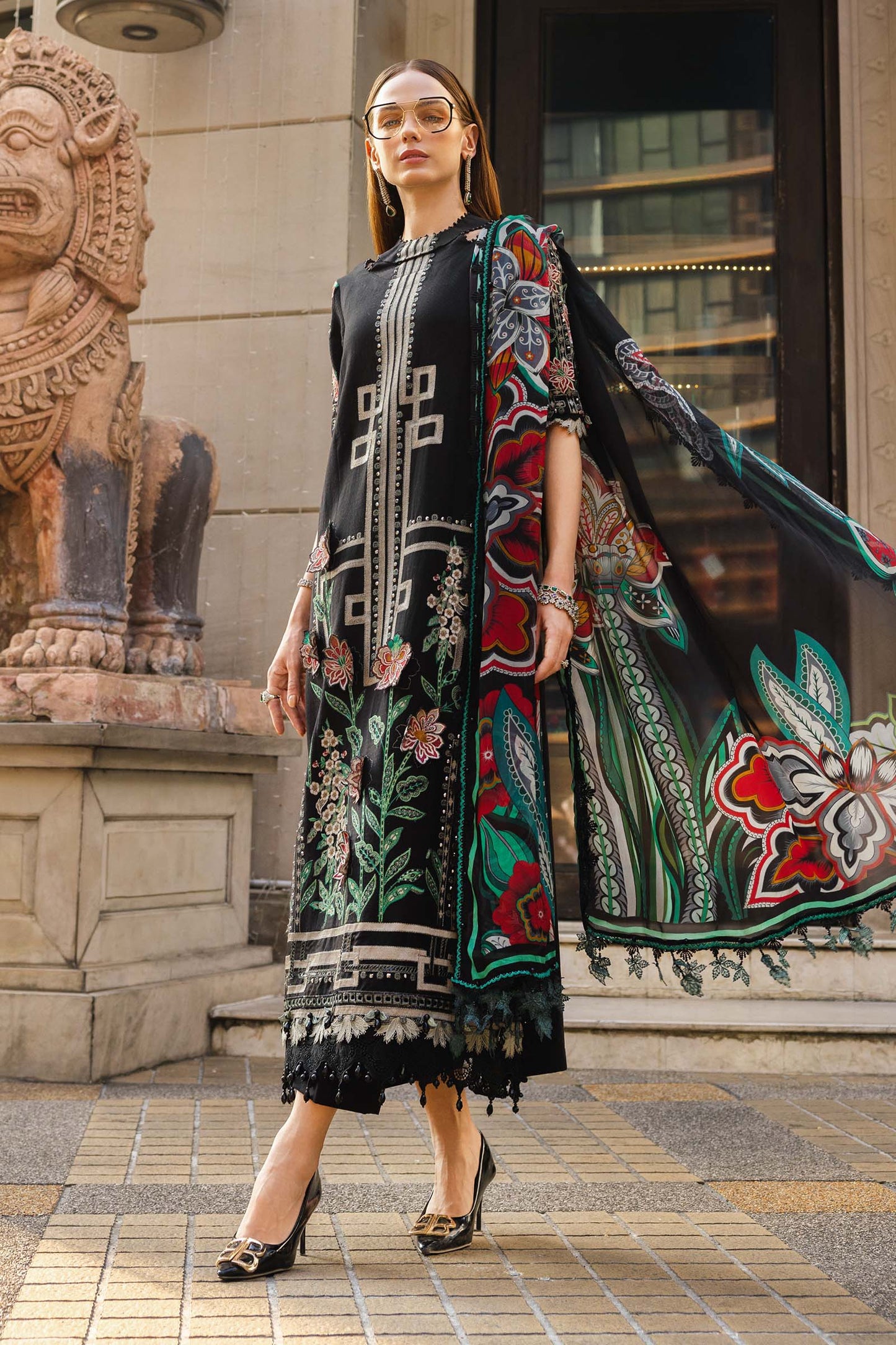 Maria.B 3 Piece Unstitched Embroidered Jacquard Lawn Suit (D-11)