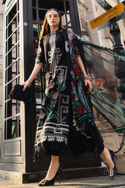 Maria.B 3 Piece Unstitched Embroidered Jacquard Lawn Suit (D-11)