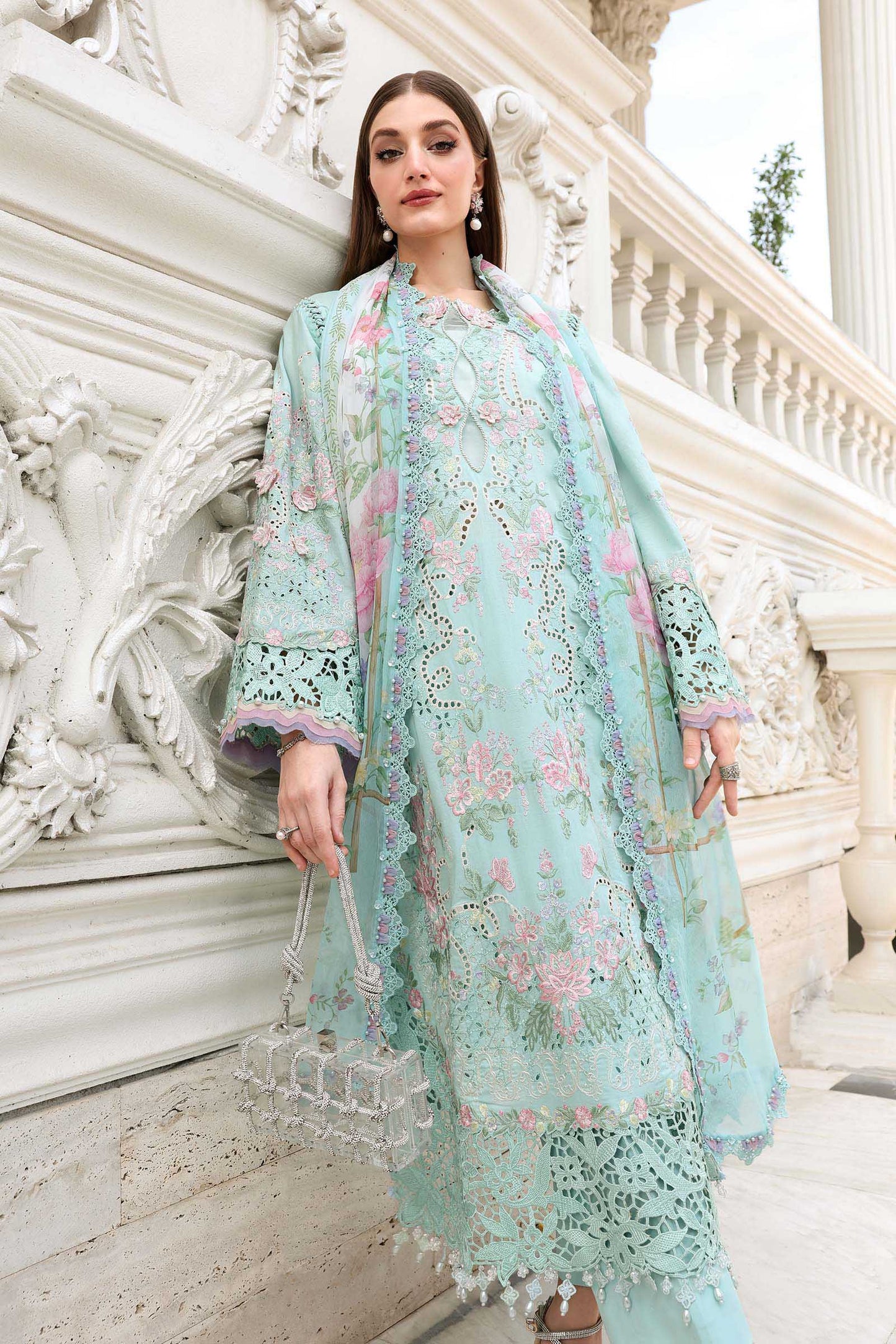Maria.B 3 Piece Unstitched Embroidered Jacquard Lawn Suit (D-15)