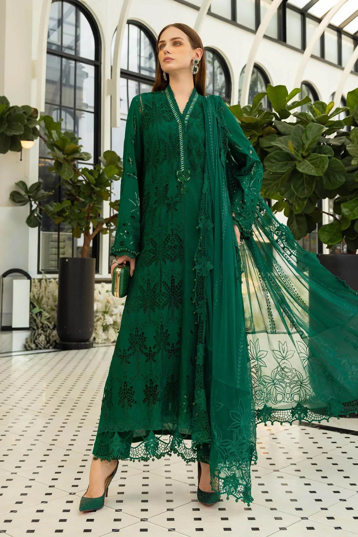 Maria.B 3 Piece Unstitched Embroidered Jacquard Lawn Suit (D-4)