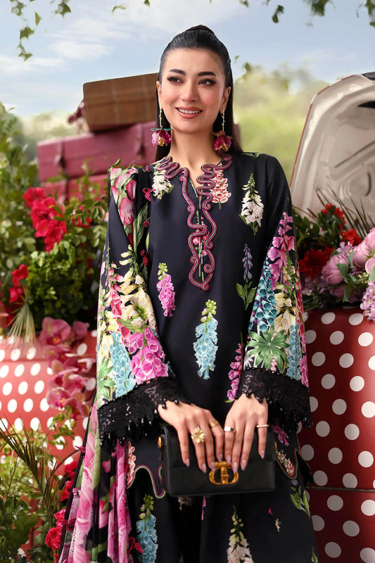 Maria.B M.PRINTS Embroidered Lawn 3 Piece Unstitched Suit – Black (5B)