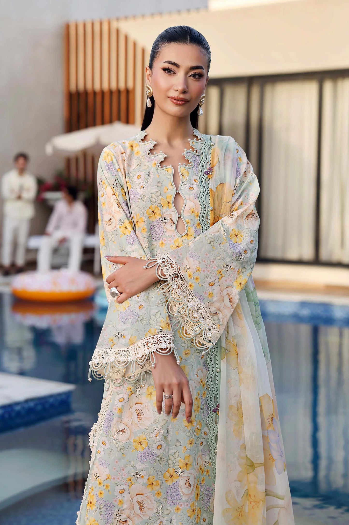 Maria.B M.PRINTS Embroidered Lawn 3 Piece Unstitched Suit – Sea Green (7A)