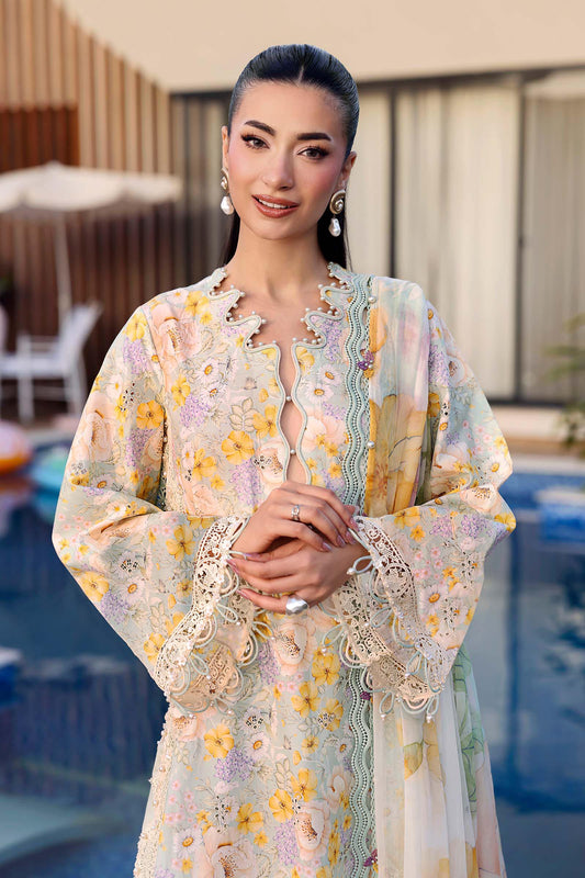Maria.B M.PRINTS Embroidered Lawn 3 Piece Unstitched Suit – Sea Green (7A)