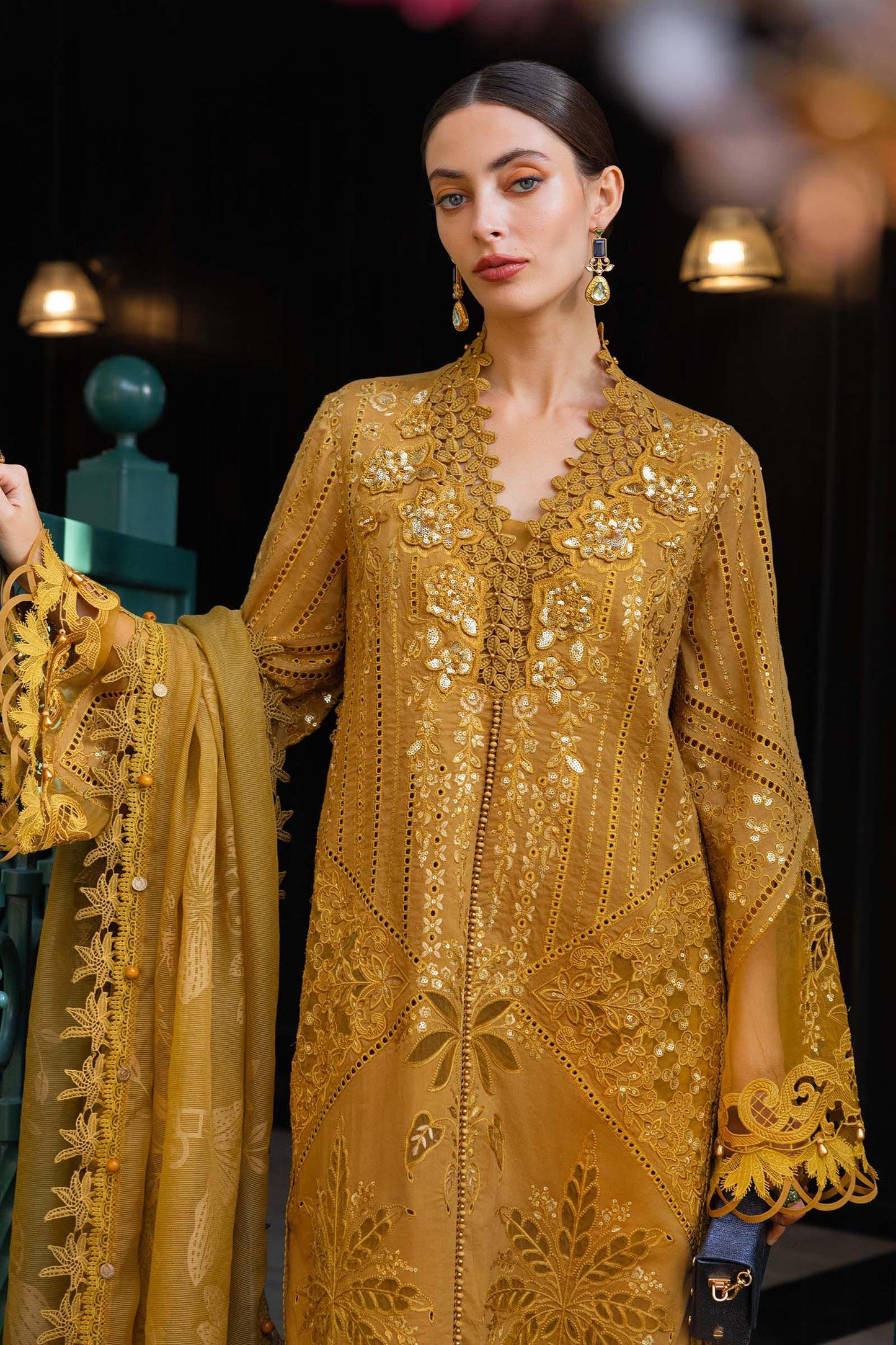 Maria.B 3 Piece Unstitched Embroidered Jacquard Lawn Suit (D-7)
