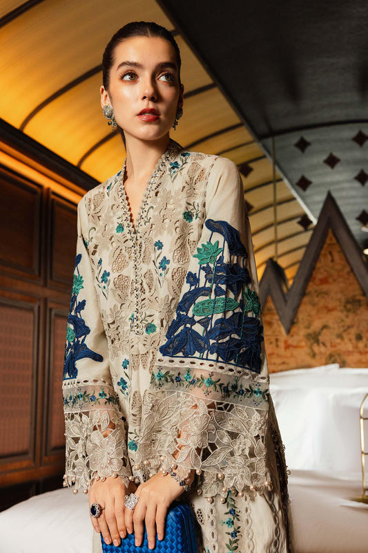 Maria.B 3 Piece Unstitched Embroidered Jacquard Lawn Suit (D-8)