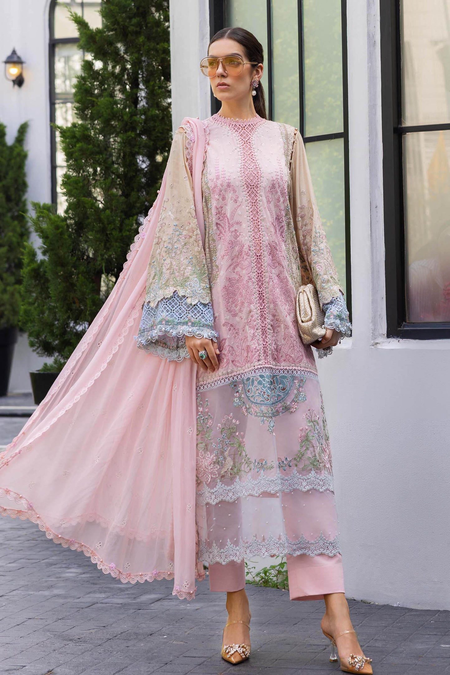 Maria.B 3 Piece Unstitched Embroidered Jacquard Lawn Suit (D-9)