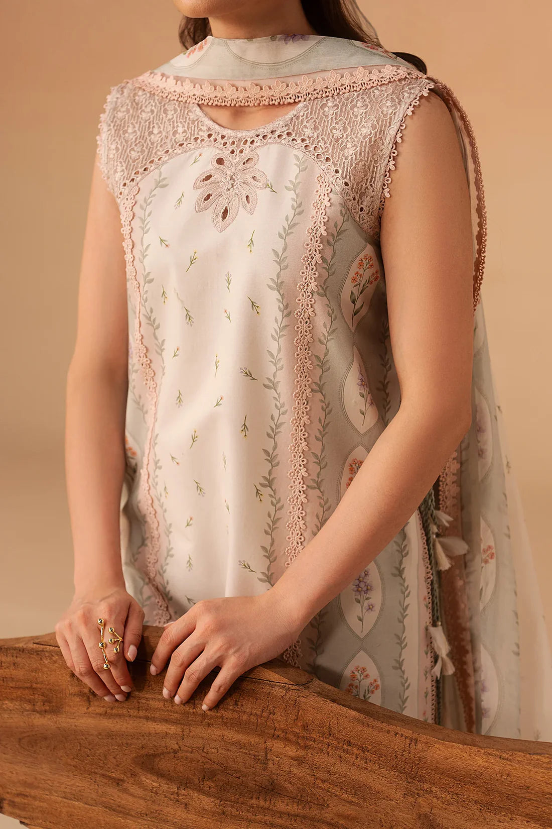 Afrozeh Haze A-Prints Printed Lawn Unstitched 3 Piece Suit (Sunnival Ivory)