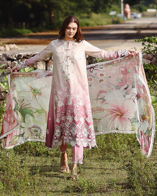 Mushq Solace Ombre Luxury Lawn 3 Piece Unstitched Suit (Dew Drift)