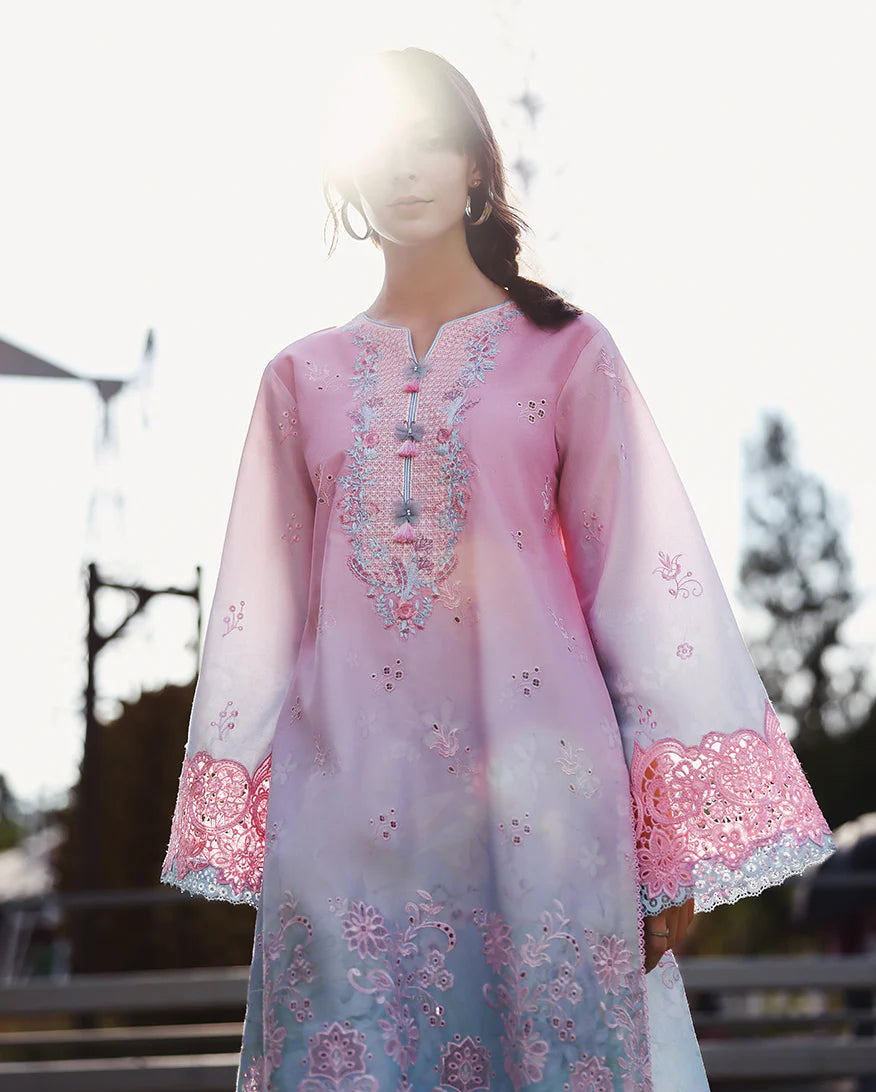 Mushq Solace Ombre Luxury Lawn 3 Piece Unstitched Suit (Faint Blossom)