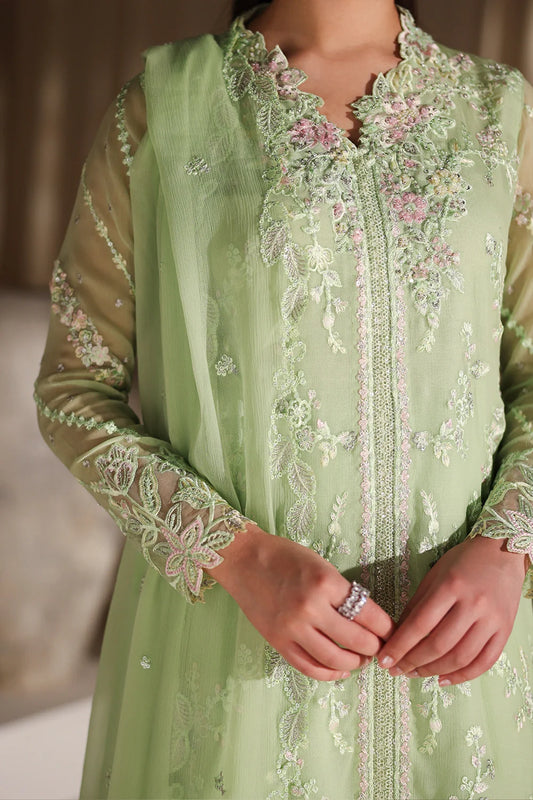 Azure Luxe Embroidered 3 Piece Unstitched Suit (Fairy Fern)