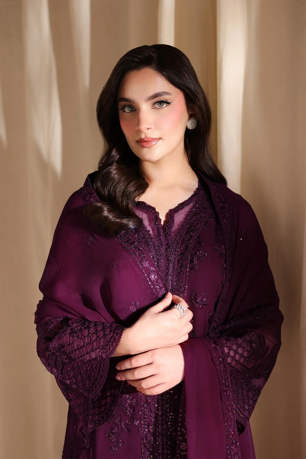 Azure Luxe Embroidered 3 Piece Unstitched Suit (Garnelle)